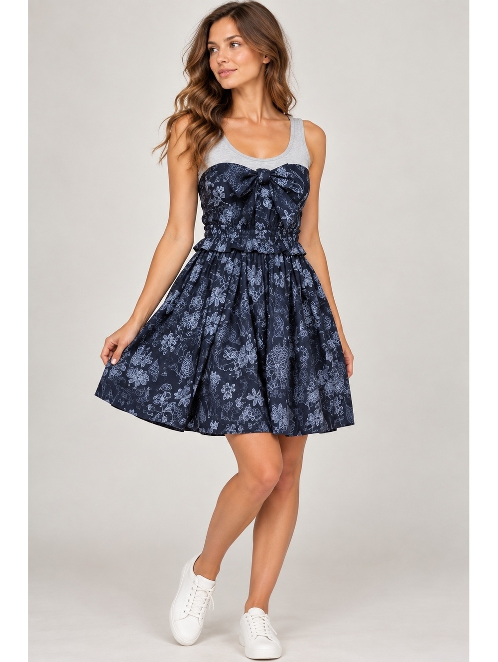 See by Chloe Bow Front Cotton Silk Dress US 6 IT 42 New